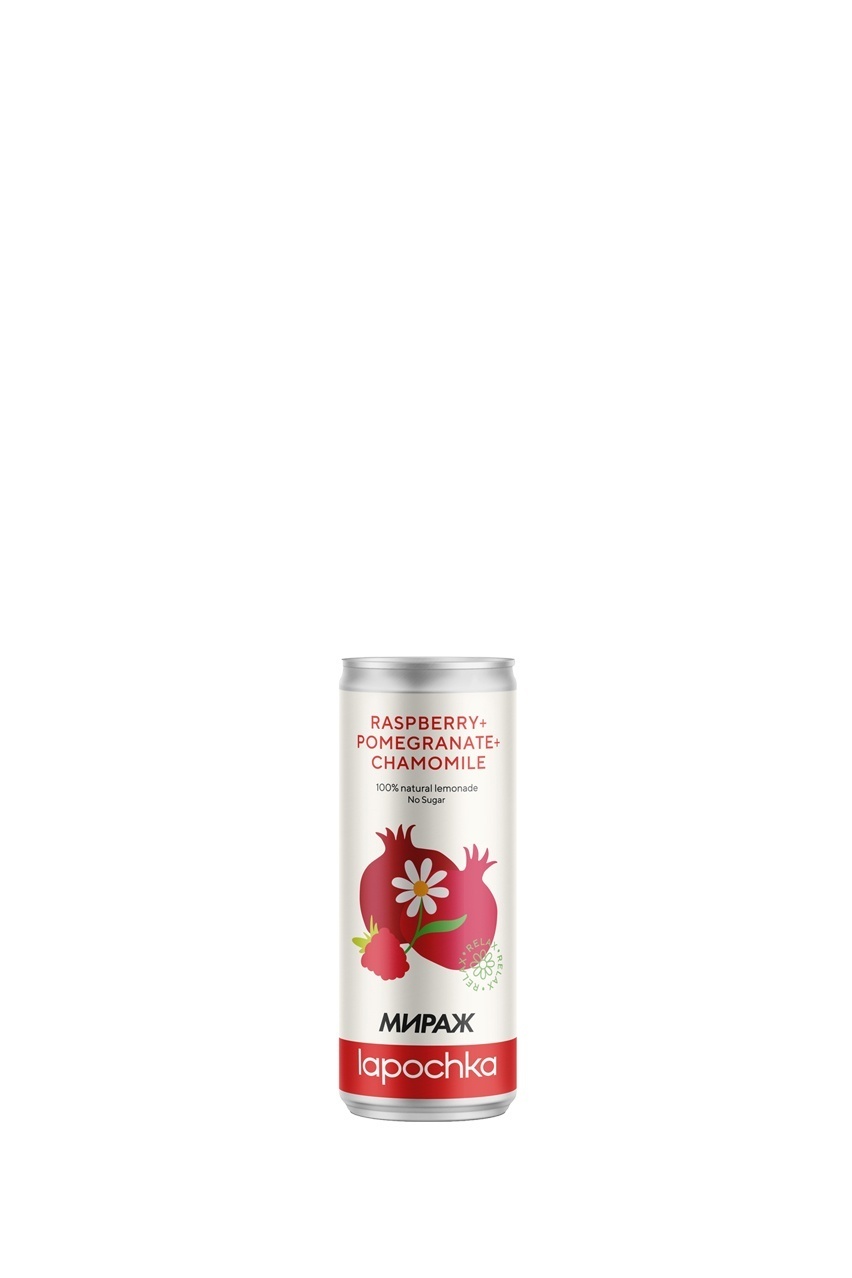 Лимонад Лапочка Мираж, малина, гранат, ромашка, 0.33л